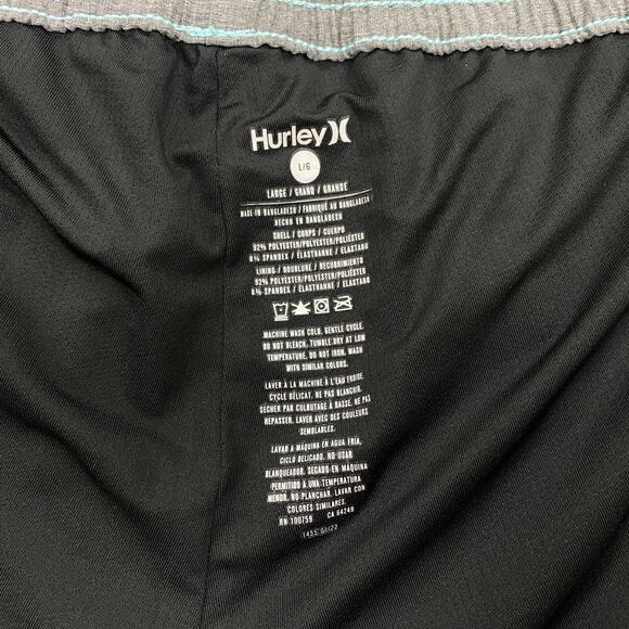 Hurley Hybrid Swim Shorts Mens Large Hibiscus Volley Tropical Floral Blue Trunks - Picture 12 of 13